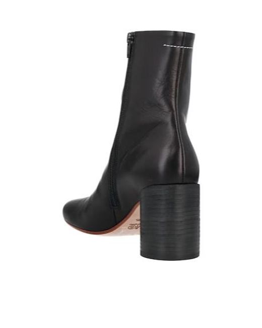 MM6 by Maison Margiela Black Minimalist Square-Toe Ankle Boots