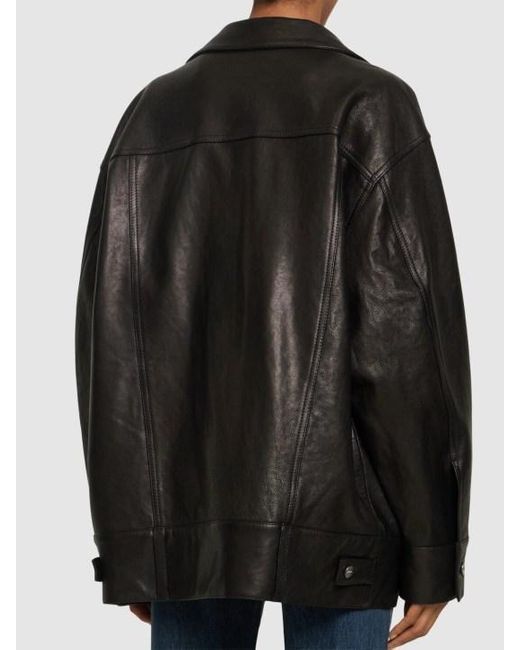 Khaite Black Button Leather Jacket