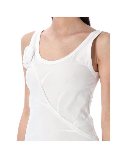Coperni White Rose Appliqué Mini Dress