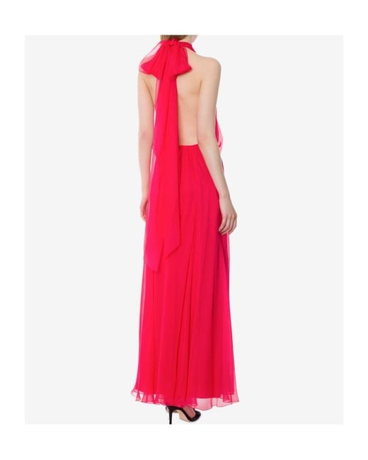 Alberta Ferretti Pink Halterneck Maxi Dress