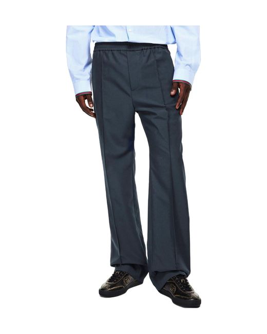 Gucci Blue Drawstring Casual Trousers for men