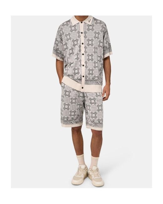 Amiri Gray Ma Quad Check Shorts for men
