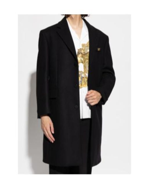 Versace Black Single-Breasted Coat for men