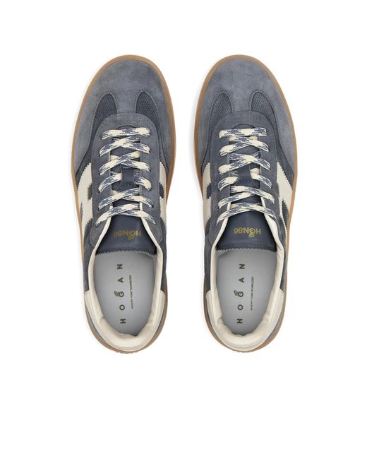 Hogan Blue Logo-Patch Lace-Up Sneakers for men