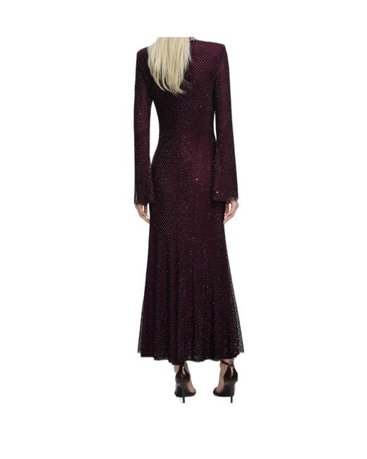 Self-Portrait Purple Long Sleeved Embellishd Dress
