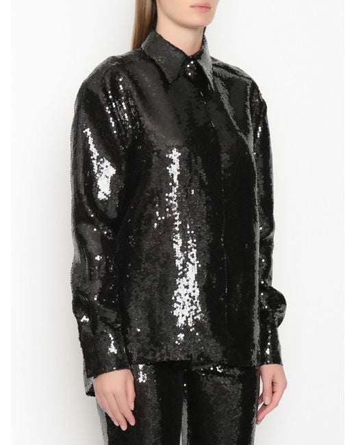 Alberta Ferretti Black Sequinned Shirt