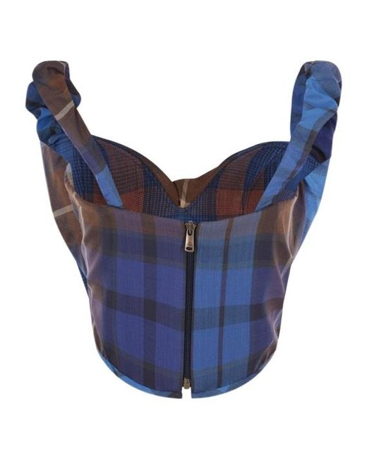 Vivienne Westwood Blue Sunday Draped Check Top