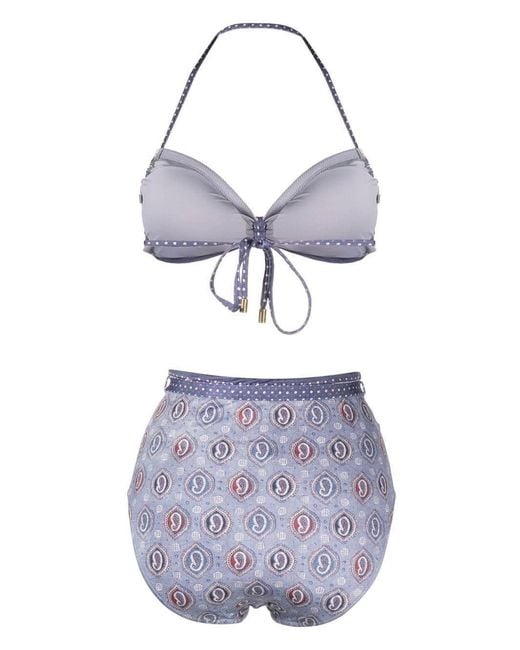 Zimmermann Blue Paisley-Print Halterneck Bikini