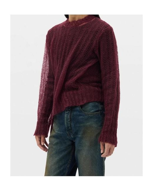 Ann Demeulemeester Red Open-Knit Levar Sweater for men