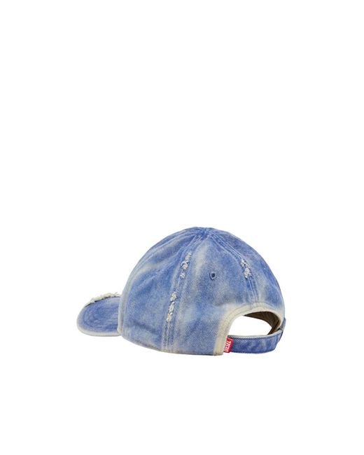 DIESEL Blue C-7D8 Distressed Baseball Cap for men