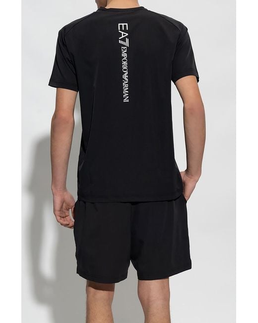 EA7 Black Logo-Printed Two-Piece Tracksuit for men