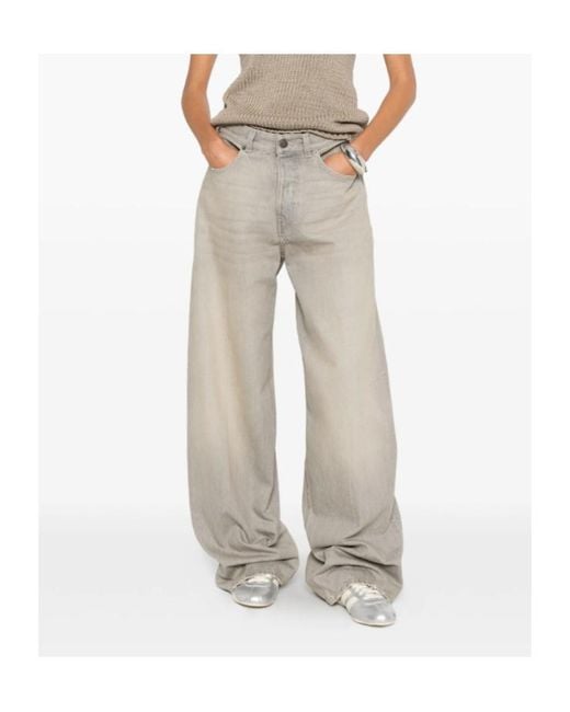 Haikure Gray Bethany Faded-Effect Wide-Leg Jeans