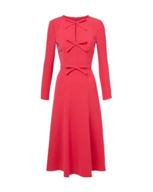Carolina Herrera Red Bow-Detail Crêpe Midi Dress