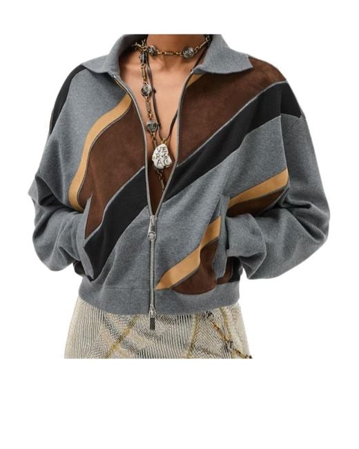 Versace Gray Patchwork Zipped Sweatshirt