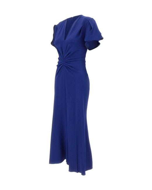 Victoria Beckham Blue Eve Draped Midi Dress