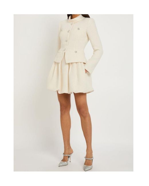 Self-Portrait Natural Tailored Bouclé Mini Dress