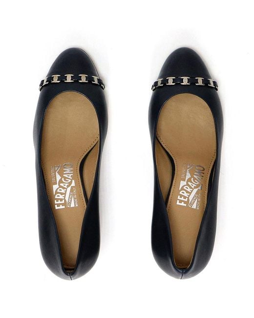 Ferragamo Blue Round Head Heels