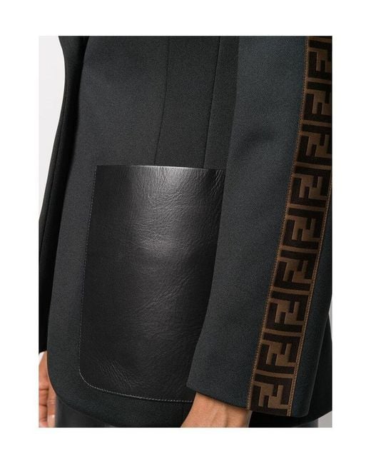 Fendi Black Ff Motif Stripe Blazer