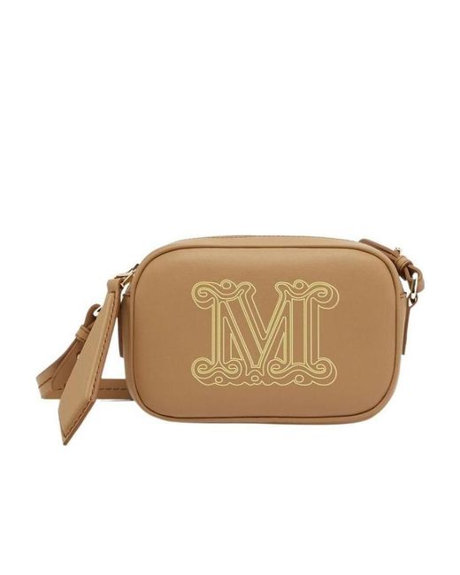 Max Mara Brown Logo Printed Mini Shoulder Bag