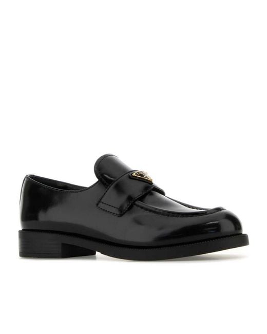Prada Black Triangle-Logo Mocassinis