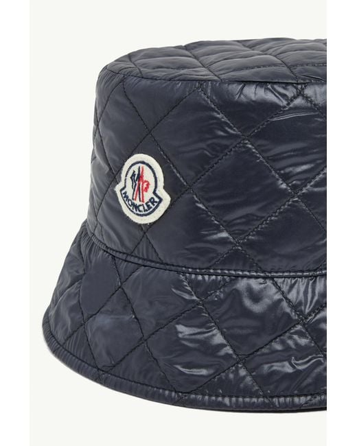 Moncler Blue Logo Patch Quilted Bucket Hat