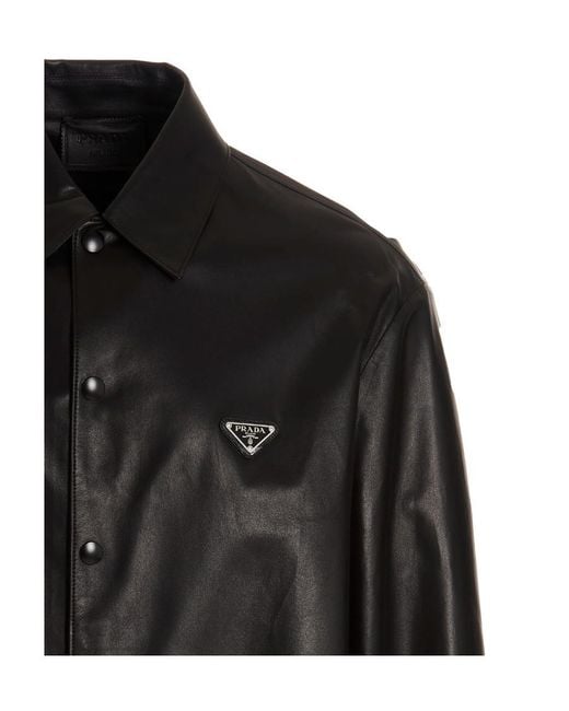 Prada Black Nappa Leather Shirt for men
