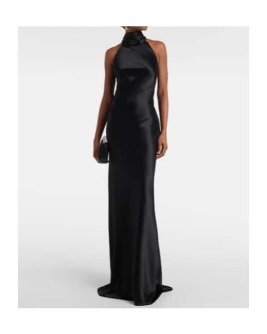 Ralph Lauren Black Chilton Halterneck Satin Gown