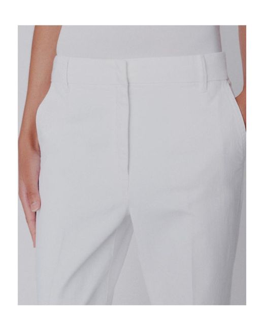 Marella White Flared Stretch Cotton Trousers