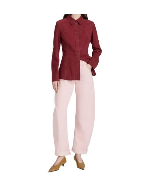 FRAME Red The Suede Shirt