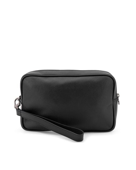 Kiton Black Logo Plaque Zip-Around Clutch Bag for men