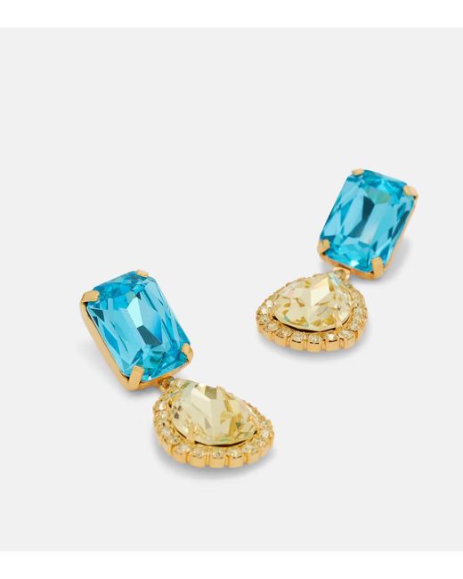 Magda Butrym Blue Crystal-Embellished Drop Earrings