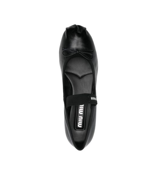 Miu Miu Black Bow-Detailed Ballet Pumps