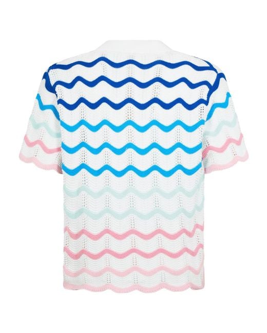 Casablanca Blue Gradient Wave Crochet Shirt for men