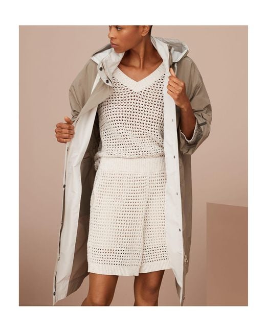 Brunello Cucinelli Natural Monili Hooded Outerwear Jacket