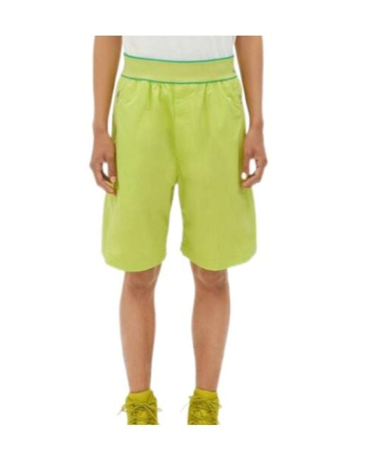 Bottega Veneta Green Elasticated Waistband Reverse Logo Shorts for men