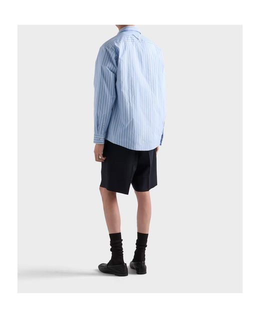 Prada Blue Striped Button-Up Shirt for men