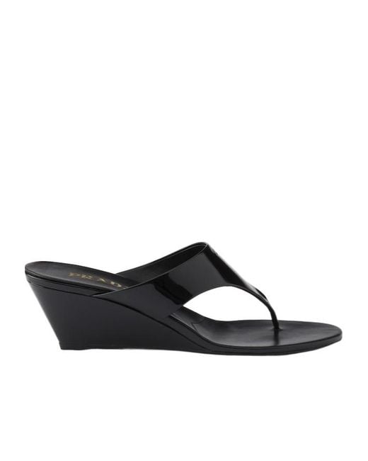 Prada Black Slip-On Thong Sandals