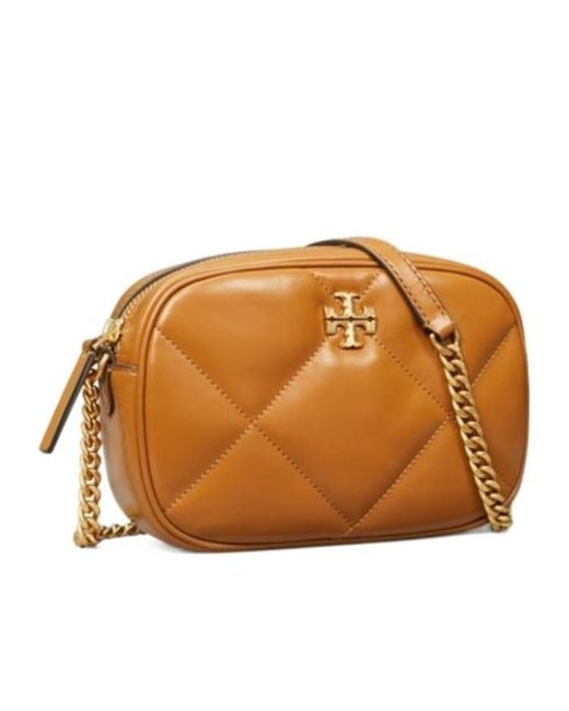 Tory Burch Brown Kira Diamond Quilt Camera Crossbody Bag