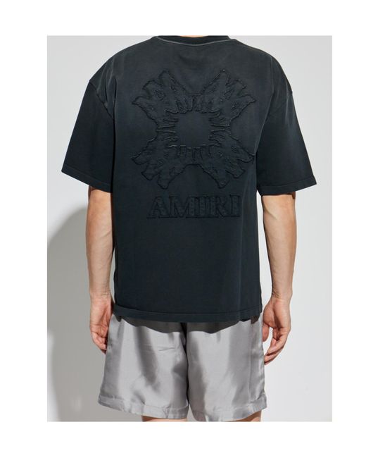 Amiri Black Ma Quad Short Sleeved Crewneck T-Shirt for men