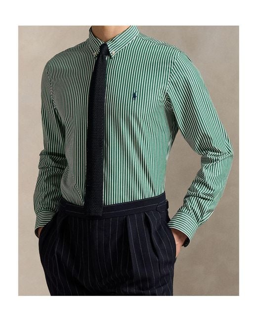 Polo Ralph Lauren Green Striped Long-Sleeved Shirt for men