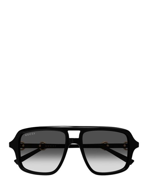Gucci White Aviator-Style Sunglasses