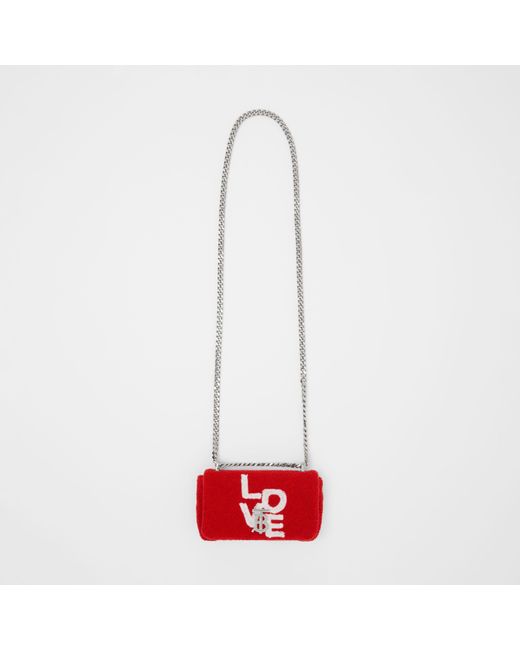 Burberry Red Mini Lola Love-Motif Towelling Bag