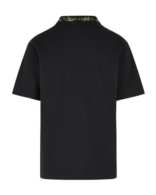 Amiri Black Embroidered Collar Logo Polo Shirt for men