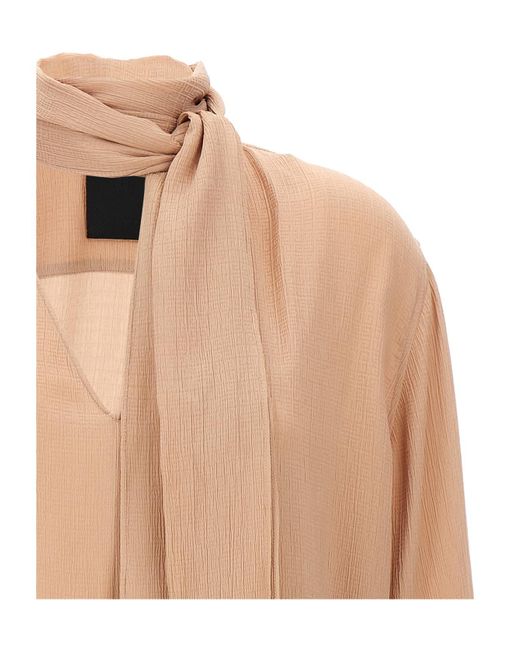 Givenchy Natural Pussy Bow Long-Sleeved Blouse