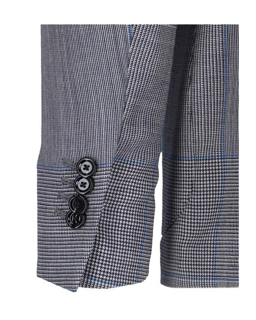 Lardini Gray Single-Breasted Checked Blazer for men