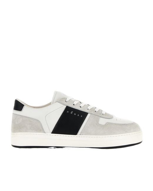 Hogan White H668 Logo Printed Lace-Up Sneakers for men