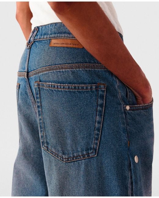 Stella McCartney Blue Popper-Studded Bootcut Denim Jeans