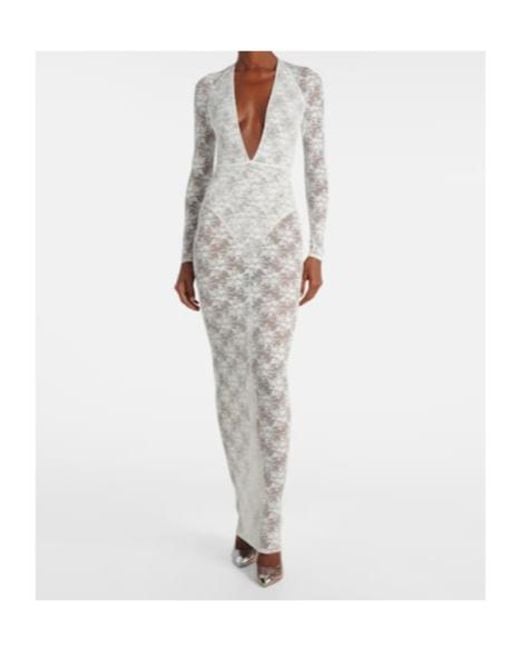 Alex Perry White Bridal Sheer Lace Gown