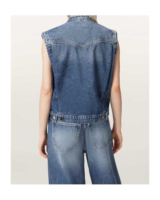 AllSaints Blue Mav Studded Denim Waistcoat