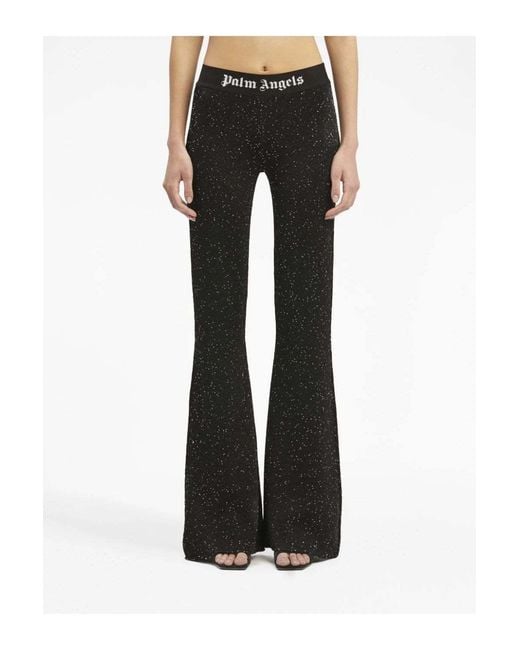 Palm Angels Black Embellished Flared Pants